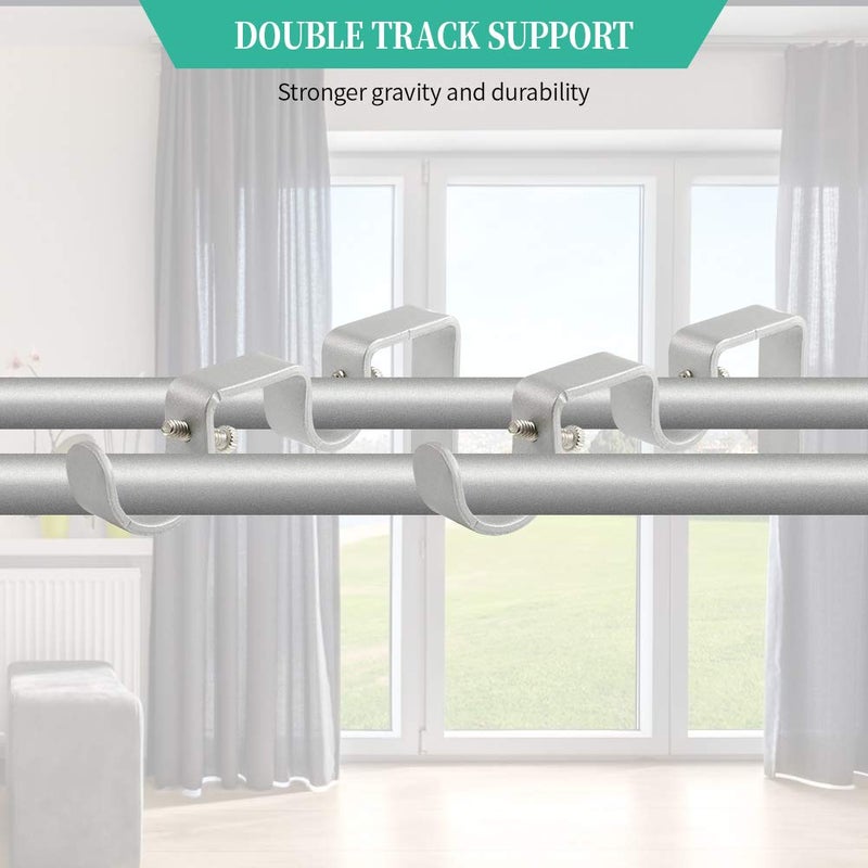 Anndason Heavy Duty Curtain Rod Brackets Double Curtain Rod Brackets Double Rod Holders 1" and 5/8" Inch Rod (Set of 2, Silver) - Image 5